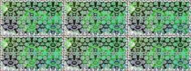 Şirin çiçekli kusursuz desen ve yeşil renkli yapraklar, suluboya çiçek deseni, duvar kağıdı, kart ya da kumaş için fayanslı. Raster illüstrasyonu.