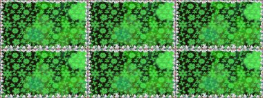 Raster illüstrasyonu. El yapımı çiçek ve bitki koleksiyonu. Raster illüstrasyonu. Eskiz stili yeşil renkler. Sevimli karalama çiçekleriyle kusursuz çiçek deseni..