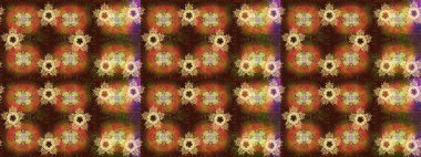 Kar taneleri, kar yağışı. Güzel, kahverengi, turuncu ve sarı kar taneleri renkli bir arka planda izole edilmiş. İllüzyon. Düşen Noel stilize kar taneleri.