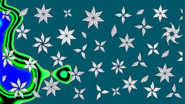 Suluboya, elle çizilmiş. Eskiz arkaplan modeli. Raster illüstrasyonu. Mavi yapraklı yabani çiçekler.