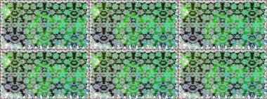 Şirin çiçekli kusursuz desen ve yeşil renkli yapraklar, suluboya çiçek deseni, duvar kağıdı, kart ya da kumaş için fayanslı. Raster illüstrasyonu.