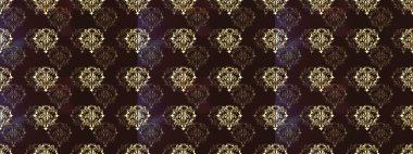 Kahverengi, mor ve bej renklerde, altın elementlerle klasik, pürüzsüz desen. Raster illüstrasyonu.