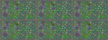 Yeşil renklerin çizimi. Kusursuz desen. Karala, karala, karala. Tekstil baskısı için ekose kelebek. Raster illüstrasyonu.