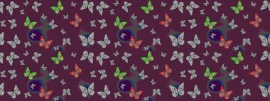 Kıyafetler, erkekler, kızlar ve duvar kağıtları için soyut çizim kalıbı. Raster. Kelebekli Raster. Kahverengi renkli illüstrasyon.