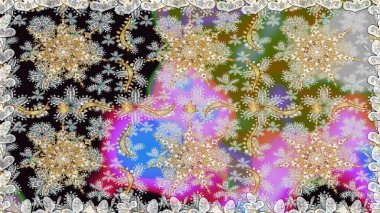 Barok tarzında kusursuz bir doğulu süsü. Raster geleneksel altın pürüzsüz desen gri renklerde.