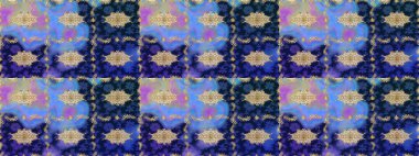 Klasik raster mavisi ve altın desenli çizim. Geleneksel oryantasyon süsü. Klasik vintage arkaplan.