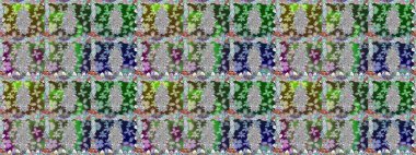 Düz Çiçek Elementleri Tasarımı. Renkli Bahar Temalı Kusursuz Arkaplan. Çiçekli, kusursuz bir arkaplan. Çocuk stili.