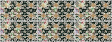 Çiçeksiz desenli arka plan. Düz Çiçek Elementleri Tasarım Raster illüstrasyonu. Renkli Bahar Temalı Kusursuz Arkaplan. Tarafsız renklerde çiçekler.