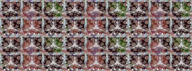 El çizimi, soyut ve süslü elementler. Yaz çiçekleri teması. Suluboya resim taklit Raster çizimi. Klasik çiçekler. Kahverengi renkler.