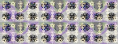 Soyut mandala ya da tuhaf kar tanesi çizgisi sanat tasarımı. Raster illüstrasyonu. Renkli arka planda izole tatlı kar taneleri.