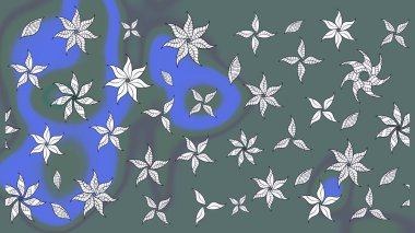 Eski usul. Eskiz geçmişi. Kumaş, tekstil, duvar kağıdı baskısı için. Tomurcukları çiçek olan sevimli bir çiçek deseni. Raster illüstrasyonu. Raster..