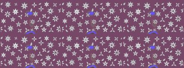 Düz Çiçek Elementleri Tasarımı. Renkli Bahar Temalı Kusursuz Arkaplan. Gri renkli çiçekler. Sevimli çiçek raster deseni.