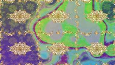 Tarafsız renklerde altın elementler. Geleneksel klasik Raster altın eskiz modeli. Barok tarzında eskiz doğulu süsü..