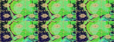 Kraliyet lüksü, altın barok kumaş rengi eskiz. Raster eskiz deseni altın antika ortaçağ dekoratifi, yapraklar ve yeşil renkli altın desenli süslemeler..