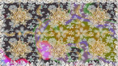 Kusursuz damaske klasik altın desen. Tekrarlayan elementlerle soyut arkaplan oluşturun. Gri renkler ve altın elementler üzerinde altın pürüzsüz desen. Raster illüstrasyonu.