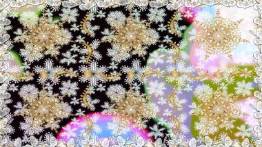 Damask arkaplanı. Altın çiçekli, pürüzsüz desen. Barok tarzında altın çiçekli süs. Tarafsız renklerdeki altın element.