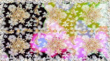 Paisleys zarif çiçek desenli arkaplan duvar kâğıdı çizimi klasik stil, modern 3D çizgili sanat eseri altın ve nötr desenli çiçek yaprakları ve süslemeleri..