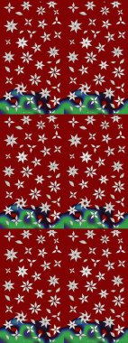 Kırmızı ve nötr renklerde. Kırmızı ve nötr papatyalardan oluşan kırmızı ve nötr bir desen. Raster illüstrasyonu.