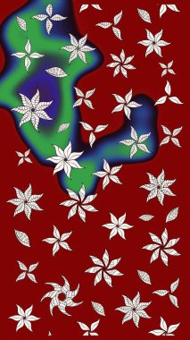 Çiçekli çiçek deseni, suluboya. Süslü kumaş deseni. Raster deseni.