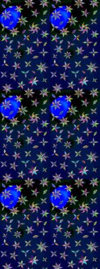 Raster deseni. Mavi ve siyah el çizimi desen. Karalama çiçekleri çizim kalıbı. Sanat ilham verir ve siyah tarzda çiçekler bırakır..