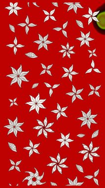 Kırmızı ve nötr renklerde çiçekler. Raster illüstrasyonunda çiçek deseni çizimi.