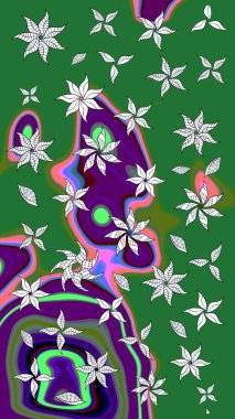 Eski usul. Eskiz geçmişi. Raster. Tomurcukları çiçek olan sevimli bir çiçek deseni. Kumaş, tekstil, duvar kağıdı baskısı için. Raster illüstrasyonu.