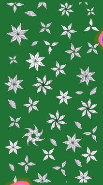 Yeşil ve nötr renklerde çiçekler. Raster illüstrasyonunda çiçek deseni çizimi.