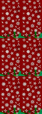 Eskiz arkaplan modeli. Raster - stok. Yapraklı çiçekler ve kırmızı ve nötr renklerde papatya çiçekleri..