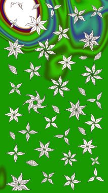 Yeşil ve nötr renklerde çiçekler. Küçük çiçekte sevimli çiçek deseni var..