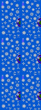 Raster illüstrasyonu. Küçük çiçekteki sevimli çiçek deseni. Raster deseni. Mavi ve nötr renklerde. Soyut çiçek çizim kalıbı arkaplanı.