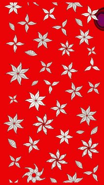 Raster illüstrasyonu. Kırmızı ve nötr renklerde çiçekler. Çiçek süslemeli çizim deseni.