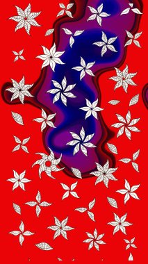 Renkli ve nötr küçük çiçekler ve kırmızı ve nötr renklerdeki komik böcekler, raster desen, illüstrasyon.