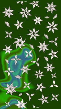 Düz Çiçek Elementleri Tasarımı. Çiçekli çiçek deseni, suluboya. Renkli Bahar Teması eskiz kalıbı. Raster illüstrasyonu. Yeşil ve nötr renkte çiçekler.