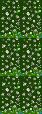 Tekrar eden çiçek arkaplanı, zarif yeşil ve nötr çiçek duvar kağıdı. Yeşil ve nötr renkler üzerine çiçek desenli çizimler, el yapımı papatyalar, papatyalar..