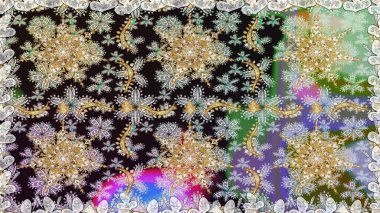 Noel, kar tanesi, yeni yıl 2019. Gri renklerde, altın elementlerle kusursuz klasik desen.