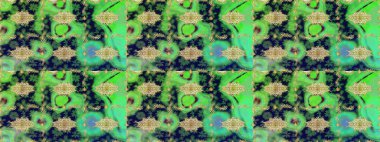 Barok tarzında eskiz oryantal süsü. Raster geleneksel altın çizim deseni yeşil renkler üzerine.