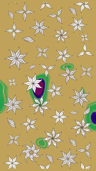 Çiçek ve yapraklı çiçek deseni. Küçük çiçekli şirin bir desen. Raster illüstrasyonu.