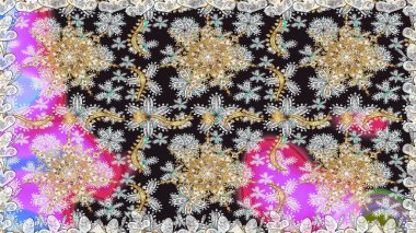 Gri renklerde, altın elementlerle kusursuz desen. Klasik klasik klasik arka plan. Geleneksel oryantasyon süsü. Kusursuz klasik raster altın desenli.