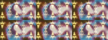 Raster illüstrasyonu. Noel kahverengisi, nötr ve mavi. Yıldızlı ve düşen kar taneleriyle büyülü altın tatil soyut arka plan.