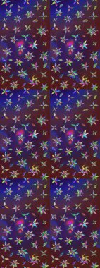 Çiçekli karalama şeklinde Raster çiçek deseni. Mor ve mor renkli çiçekler. Yumuşak, yaz çiçekli arka plan.