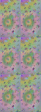 Tarafsız ve yeşil renkler üzerine çiçek çizimi. Çiçek deseni. Tarafsız ve yeşil renklerde çiçekler. Şatafatlı bahar bahçesi dokusu. Raster illüstrasyonu.