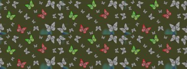 Kelebek. Robot resim. Yeşil arkaplanda izole edilmiş web tasarımı için renk çizgisi düzenleyici.