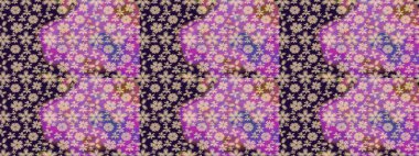 Raster illüstrasyonu. Mor renklerde. 3D çiçekler, çizim.