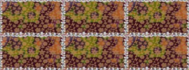 Renkli Bahar Temalı Kusursuz Arkaplan. Raster illüstrasyonunda kusursuz çiçek deseni. Kahverengi renkli çiçekler. Düz Çiçek Elementleri Tasarımı.