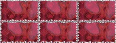 Çiçek izi. Suluboya tarzında kırmızı renkte çiçekler. Suluboya kusursuz desen.