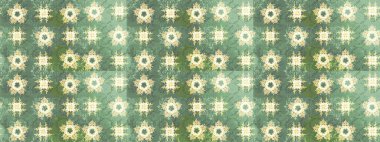 Ağaç dallı bahar çiçekleri ile desen, çiçek siluetiyle yeşil renkler. Raster deseni.