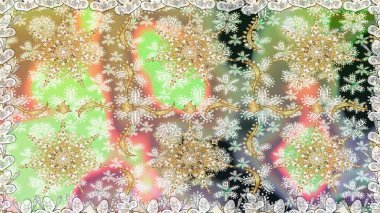 Kart, duvar kağıdı, ambalaj ve tekstil için klasik tasarım. Tarafsız renklerde Royal retro. Altın şablon. Kusursuz desenli altın elementler. Klasik çiçek dokusu. Raster illüstrasyonu.