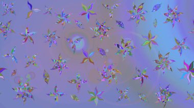 Düz Çiçek Elementleri Tasarım Raster illüstrasyonu. Mor ve mavi renkte çiçekler. Renkli bahar temalı eskiz kalıbı. Çiçekli çiçek deseni, suluboya..