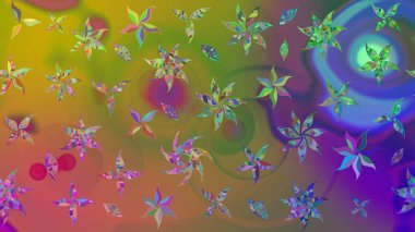 Soyut etnik raster çizim kalıbı. Arkaplan dokusu, duvar kağıdı, yeşil ve kahverengi renkli çiçek teması. Kabile sanatı boho baskısı, klasik çiçek arkaplanı.