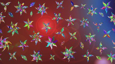 El çizimi. Raster illüstrasyonu. Güzel kumaş deseni. Çiçekler, dallar, otlar ve çiçekler.